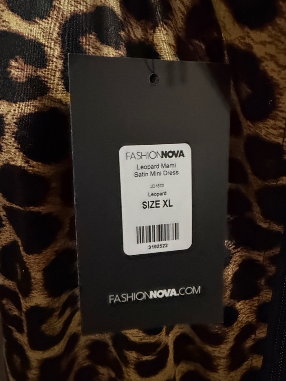 Fashion Nova Leopard Satin Lace Slip Dress - Black & Brown - Picture 5 of 6